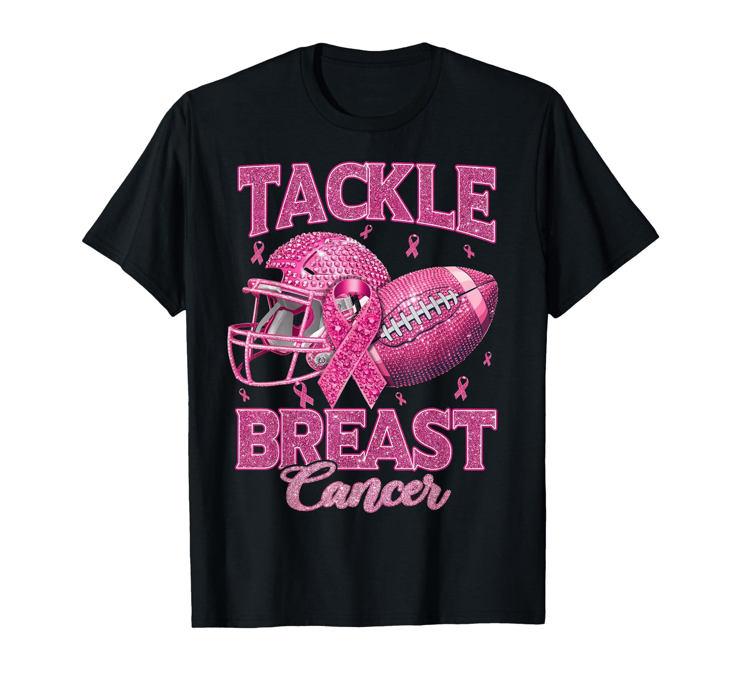Tackle Breast Cancer Awareness American Football Pink Ribbon T-Shirt