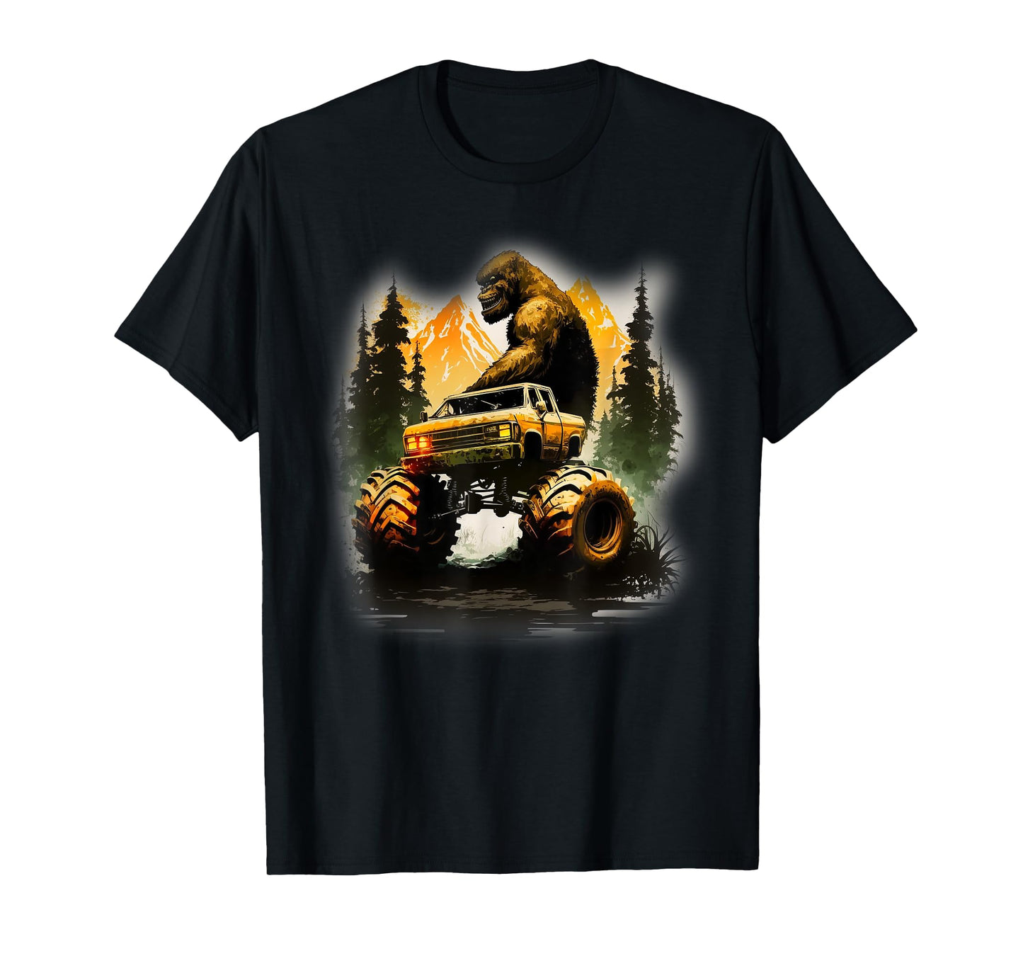 Bigfoot Monster Truck, Sasquatch Sci-Fi Graphic Big Trucks T-Shirt