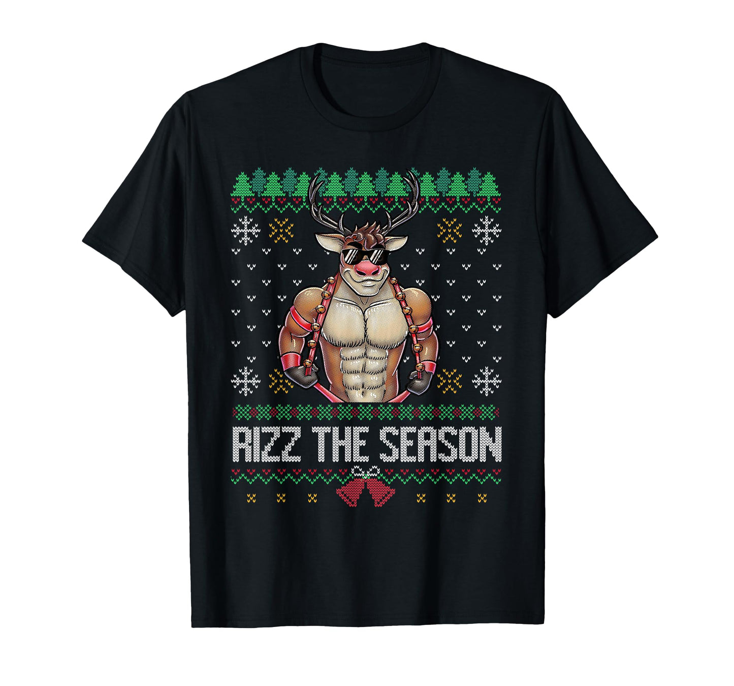 Rizz The Season Reindeer Cool Holiday Ugly Gen Z Slang T-Shirt