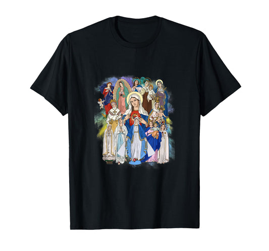 Our Lady The Blessed Mother Latin Marian Titles Catholic T-Shirt