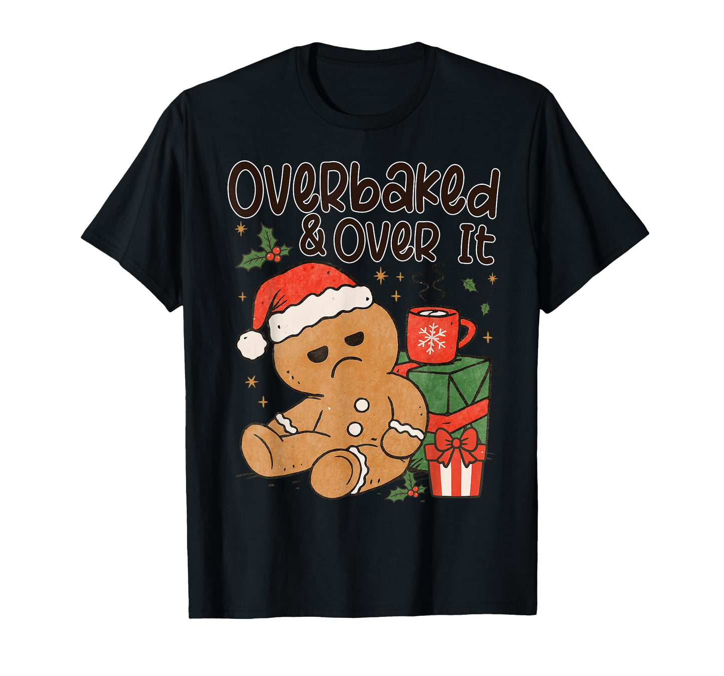 Merry Christmas Gingerbread Cookie Santa Claus Hat Women T-Shirt