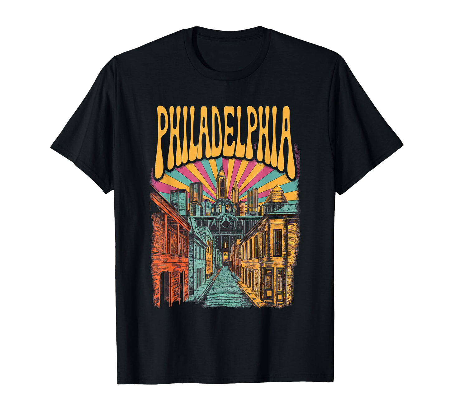 Vintage Philadelphia Pennsylvania Skyline Cityscape Retro T-Shirt