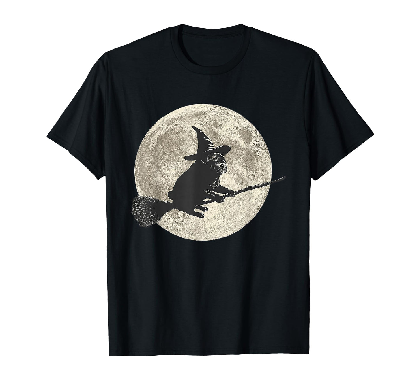 Cute Pug Ghost Witch Dog Lover Halloween Moon T-Shirt