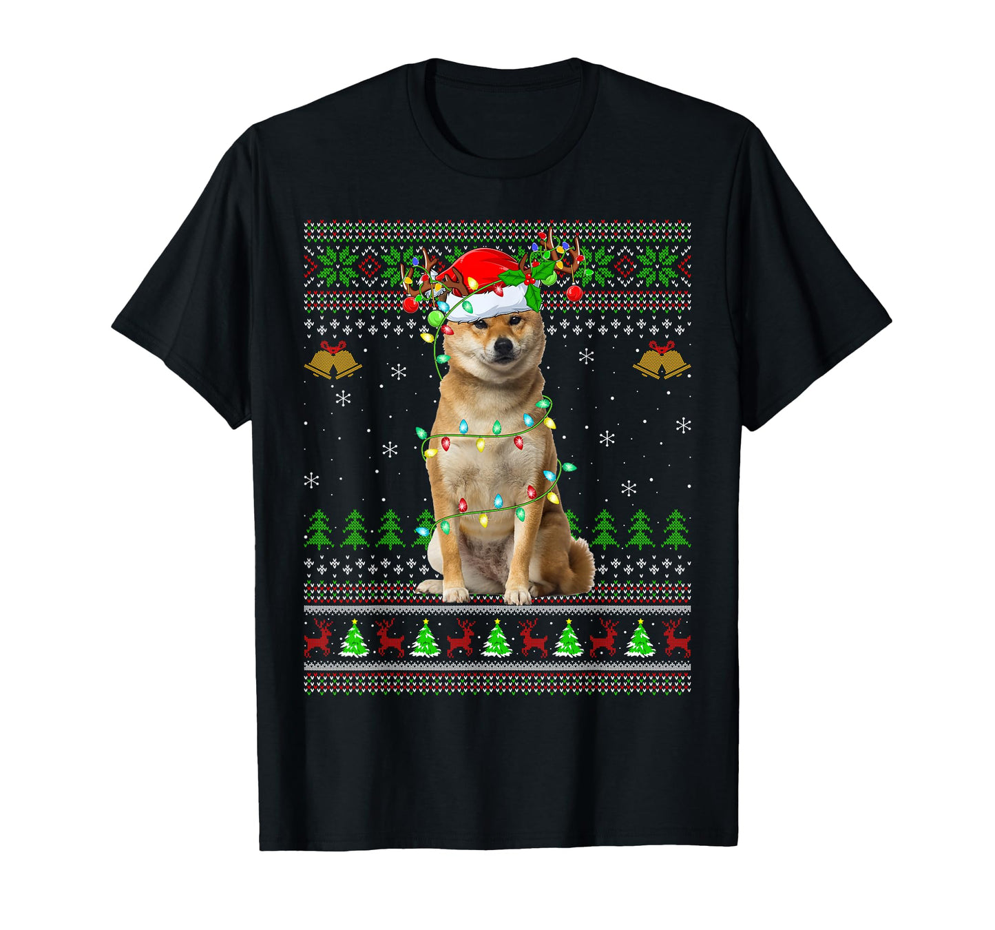 Shiba Inu Dog Ugly Christmas Sweaters Holiday Santa Xmas T-Shirt