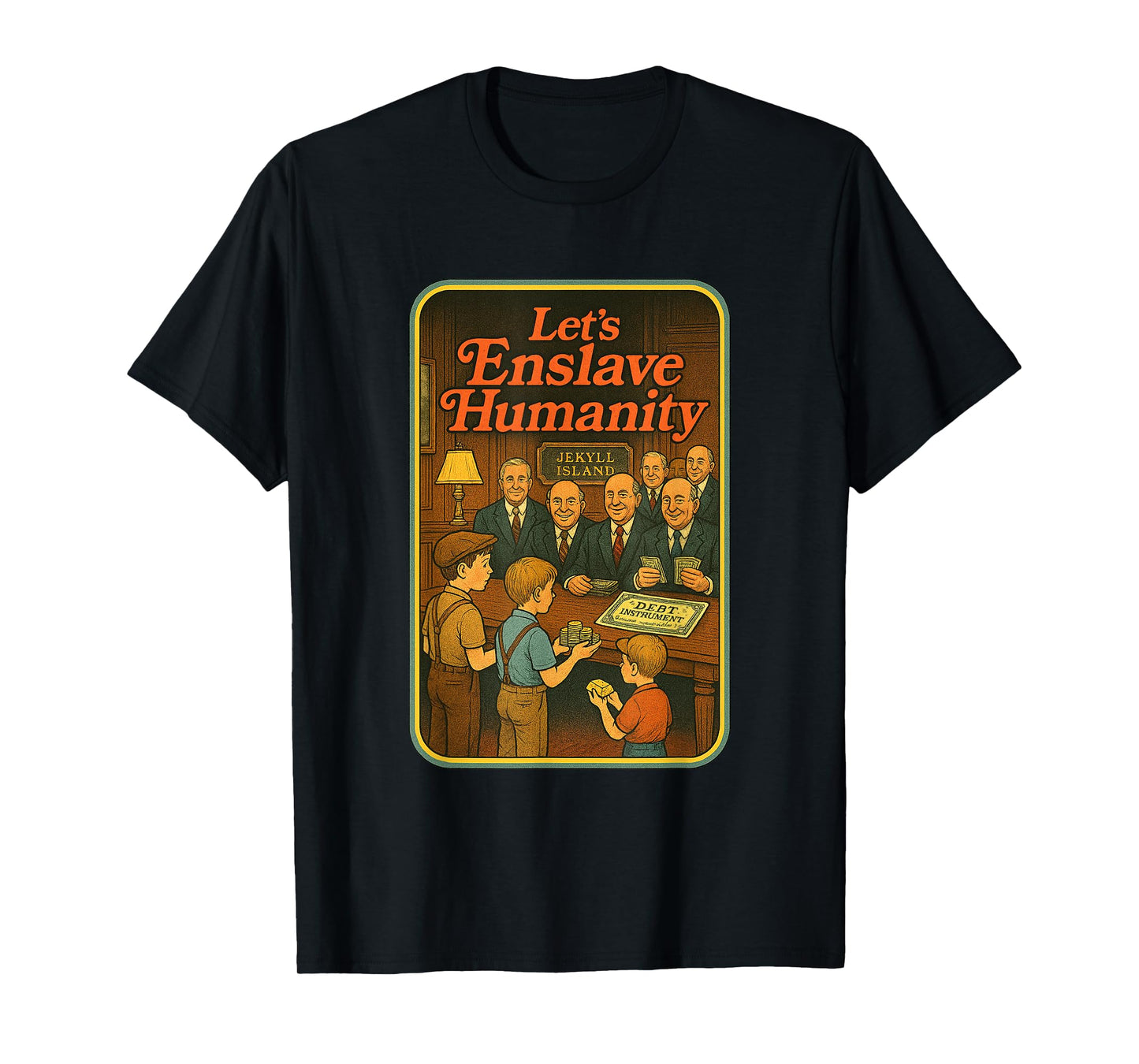 Jekyll Island Federal Reserve Parody Conspiracy Theory T-Shirt