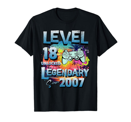 Level 18 years old unlocked since 2007 Legendary birthday T-Shirt