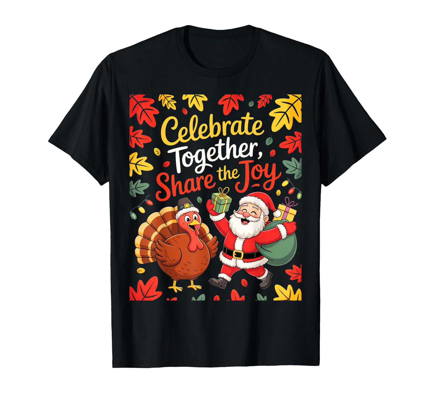 Funny Thanksmas Turkey Santa Claus Christmas Thanksgiving T-Shirt