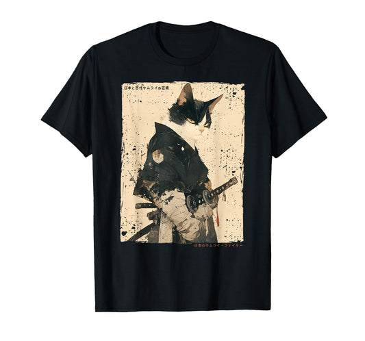 Samurai Cat Warrior Ukiyo Ink Artwork Cat Samurai T-Shirt