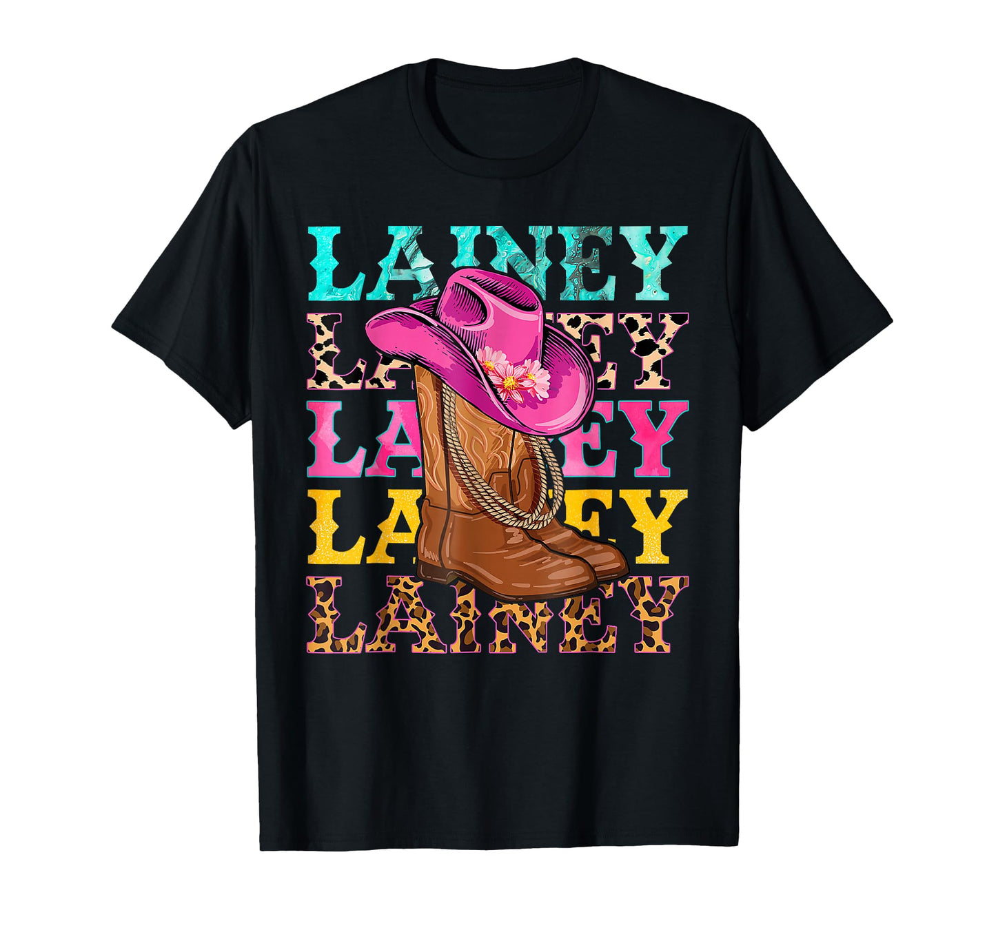 Western Cowgirl Lainey Personalized Black Unisex-Kids Western Casual T-Shirt