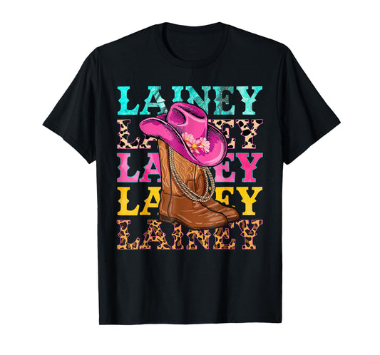 Western Cowgirl Lainey Personalized Black Unisex-Kids Western Casual T-Shirt