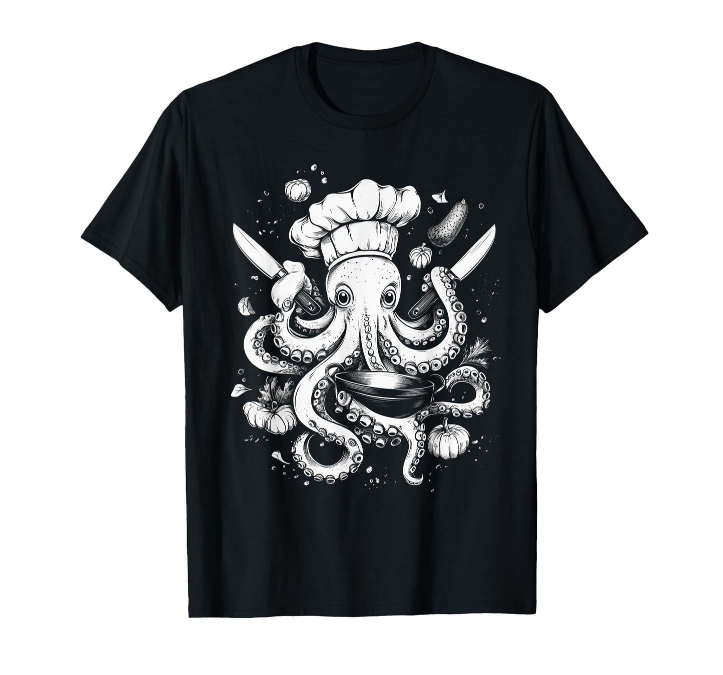 Chef Octopus Funny Cooking Kraken Sous Chef Cook T-Shirt