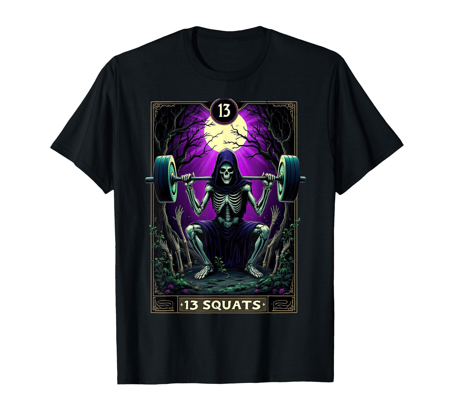Funny Tarot Card Squats Gym Occult Workout Fitness T-Shirt