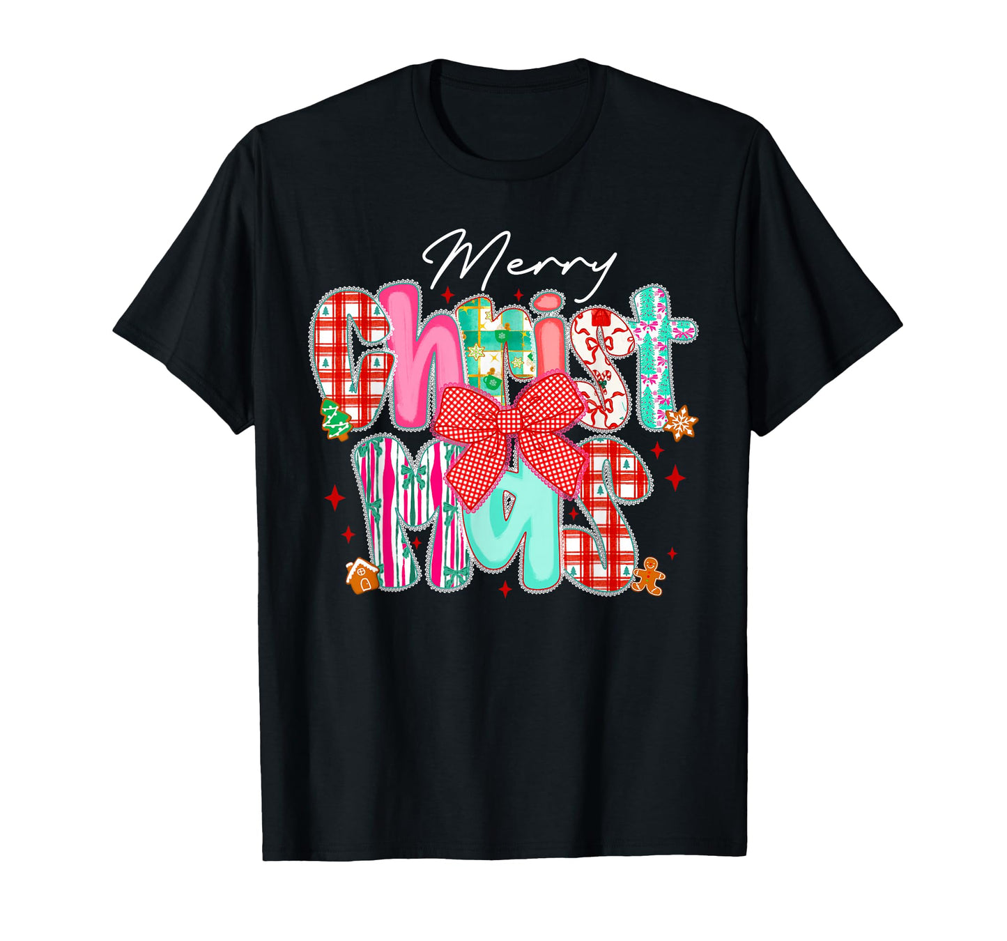 Merry Christmas Lights Red Santa Hat Xmas Family Men Women T-Shirt