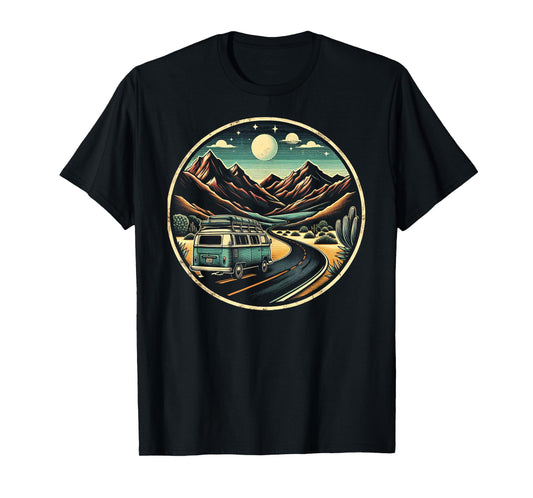 Retro Adventure Apparel Vintage Van Scenic Road Trip T-Shirt