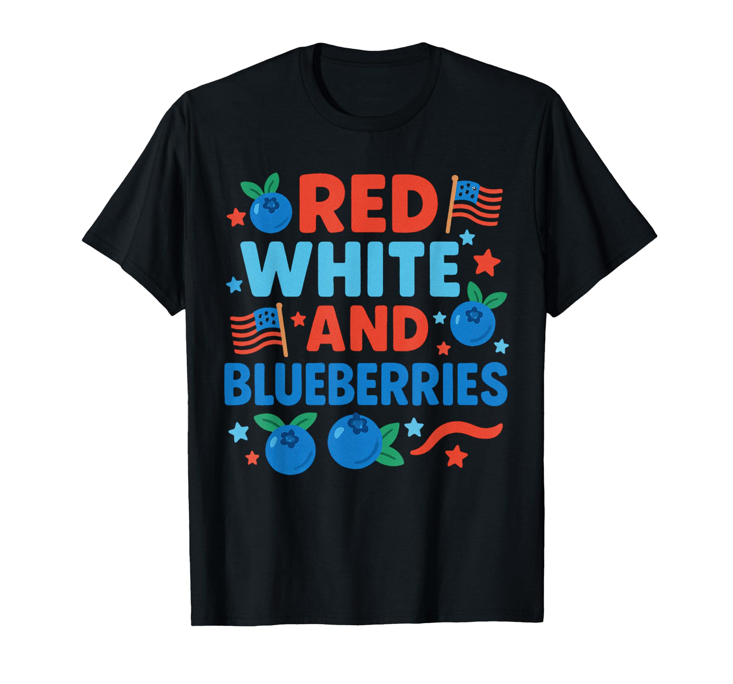Red White & Blueberries Coquette Flag Bow T-Shirt