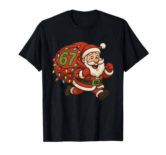 67 Christmas Funny Six Seven Meme Brainrot Santa Claus Boys T-Shirt