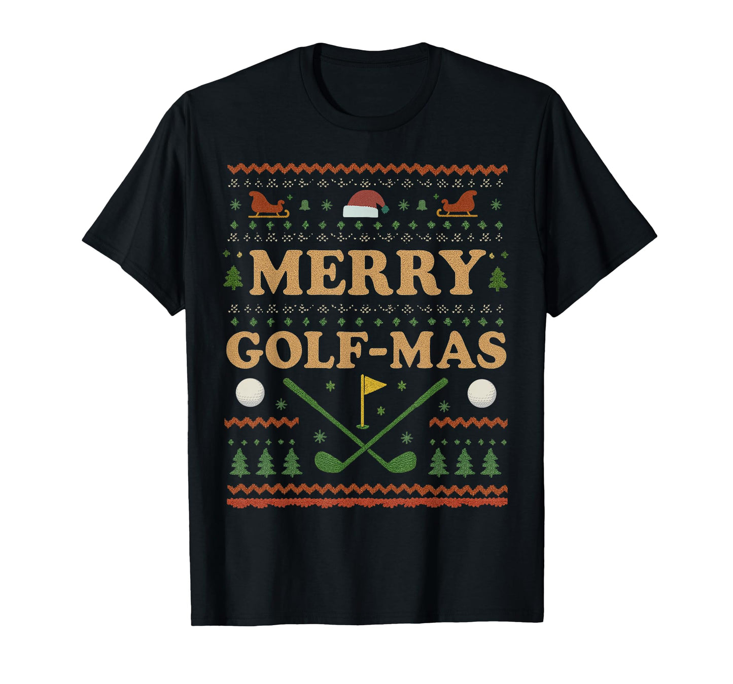 Merry Golfmas Christmas Vintage Funny Xmas T-Shirt