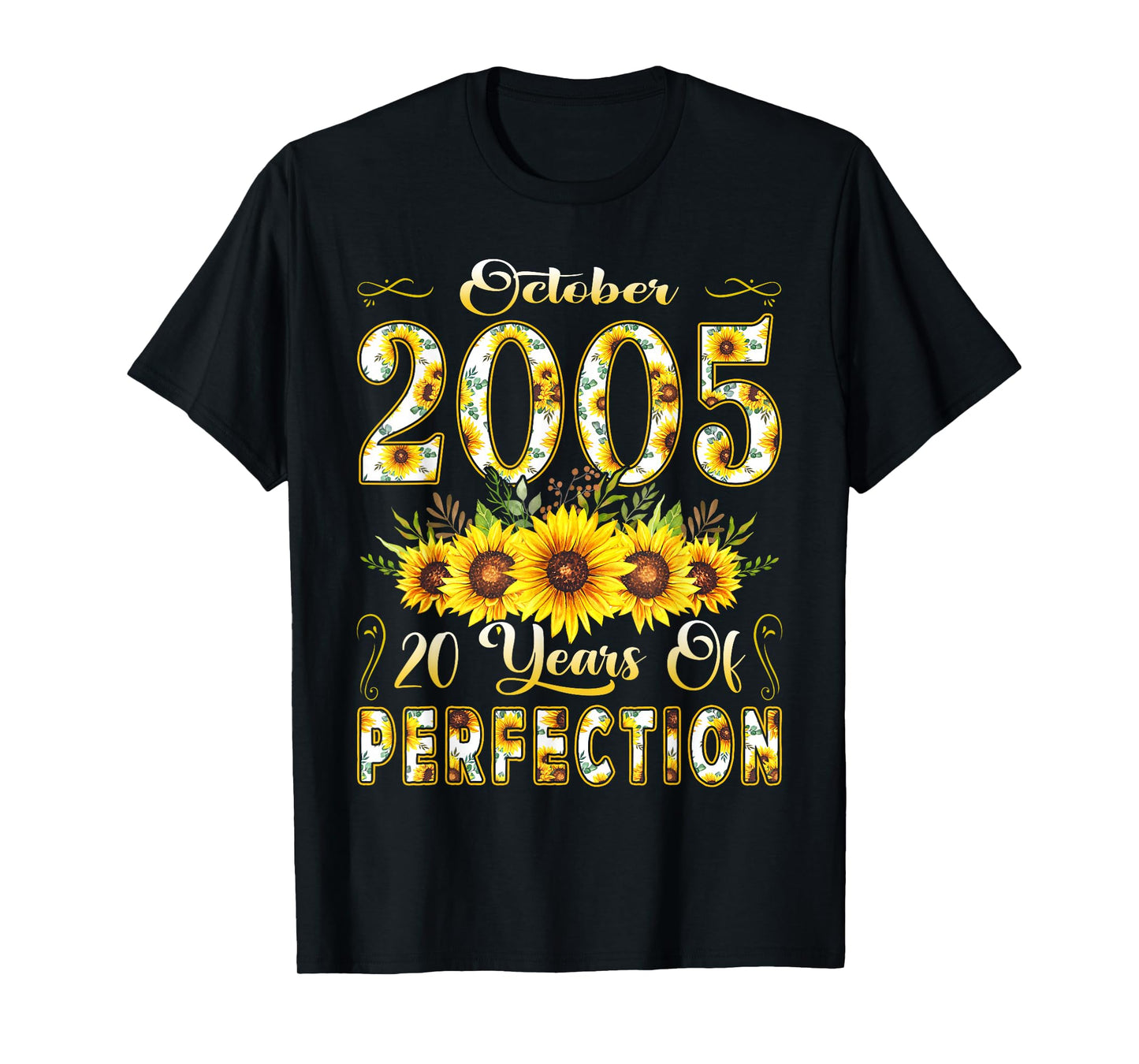 20 Year Old October 2005 Sunflower 20th Birthday Women T-Shirt