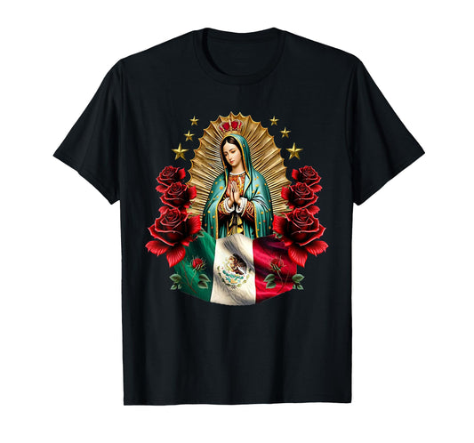 Our Lady Of Guadalupe In Roses Flowers - Catholic T-Shirt