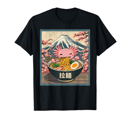 Axolotl Ramen Anime Shirt For Men Women Kids - Unisex, Anime, Axolotl, Ramen, Black, Small, Short Sleeve, T-Shirt