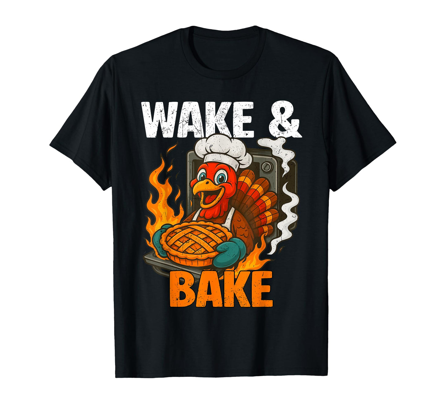 Wake and Bake Funny Vintage Turkey Thanksgiving Women Men T-Shirt