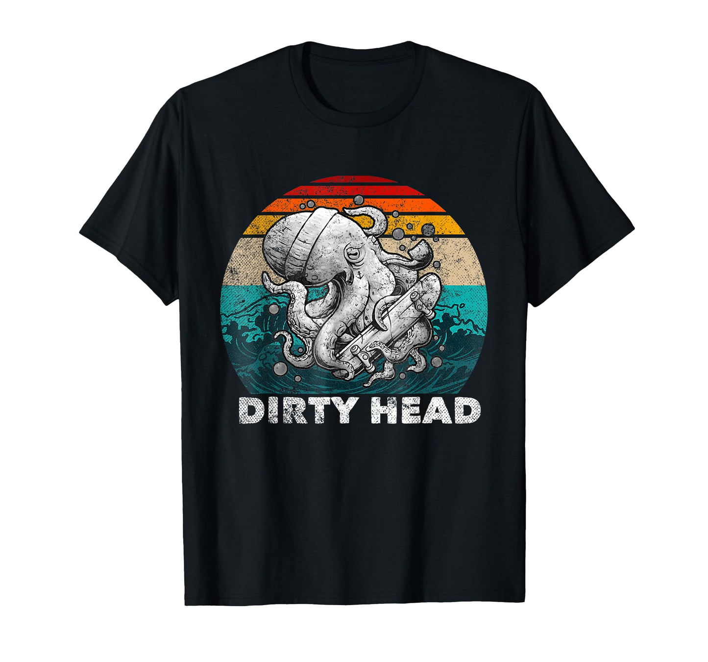 Vintage Dirty Octopus Heads With Skateboard Music Lover T-Shirt