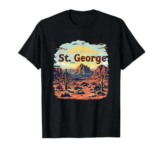 St. George Desert Mountain Vintage St. George Utah Cityscape T-Shirt