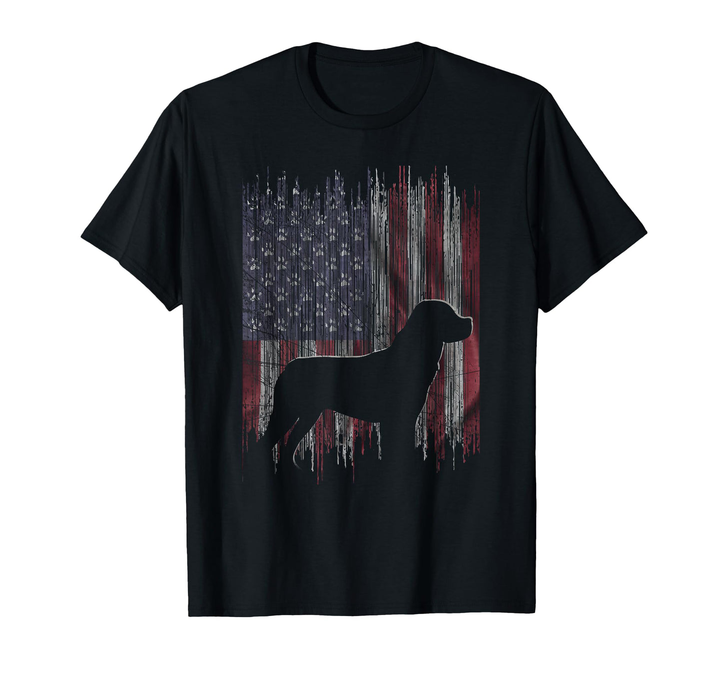 Vintage USA American Flag Love Rottweiler Dog Silhouette T-Shirt for Men Women Kids