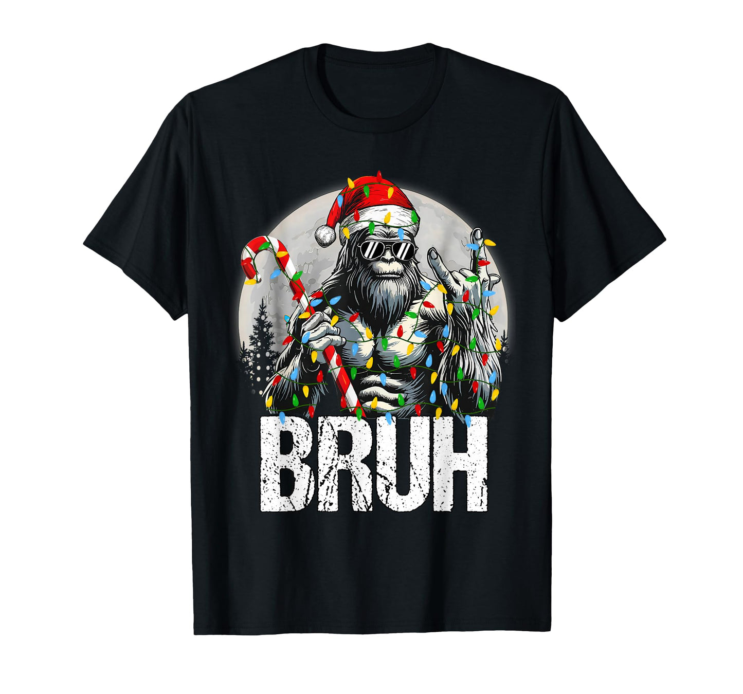 Bruh Santa Bigfoot Christmas Funny Sasquatch Xmas Mens Boys T-Shirt