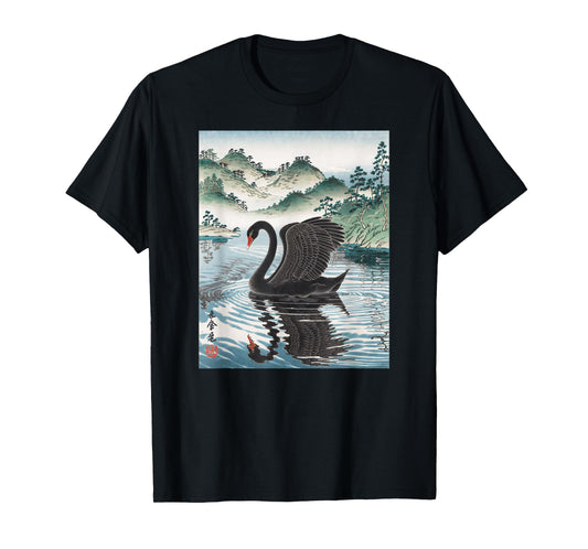 Japanese Art Black Swan Kyosai Vintage Japan Artwork T-Shirt