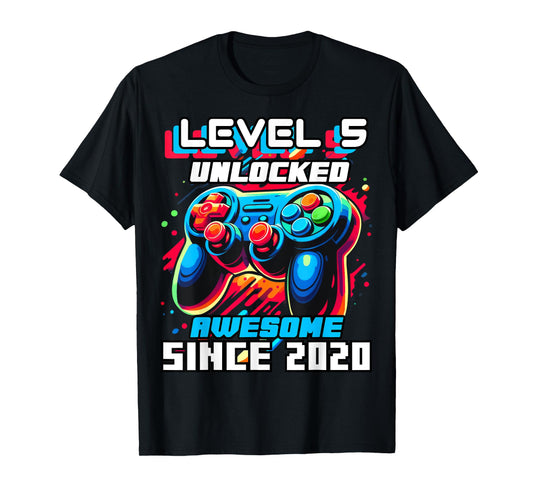 5th Birthday Boy Level 5 Gamer 5 Year Video Game Party T-Shirt