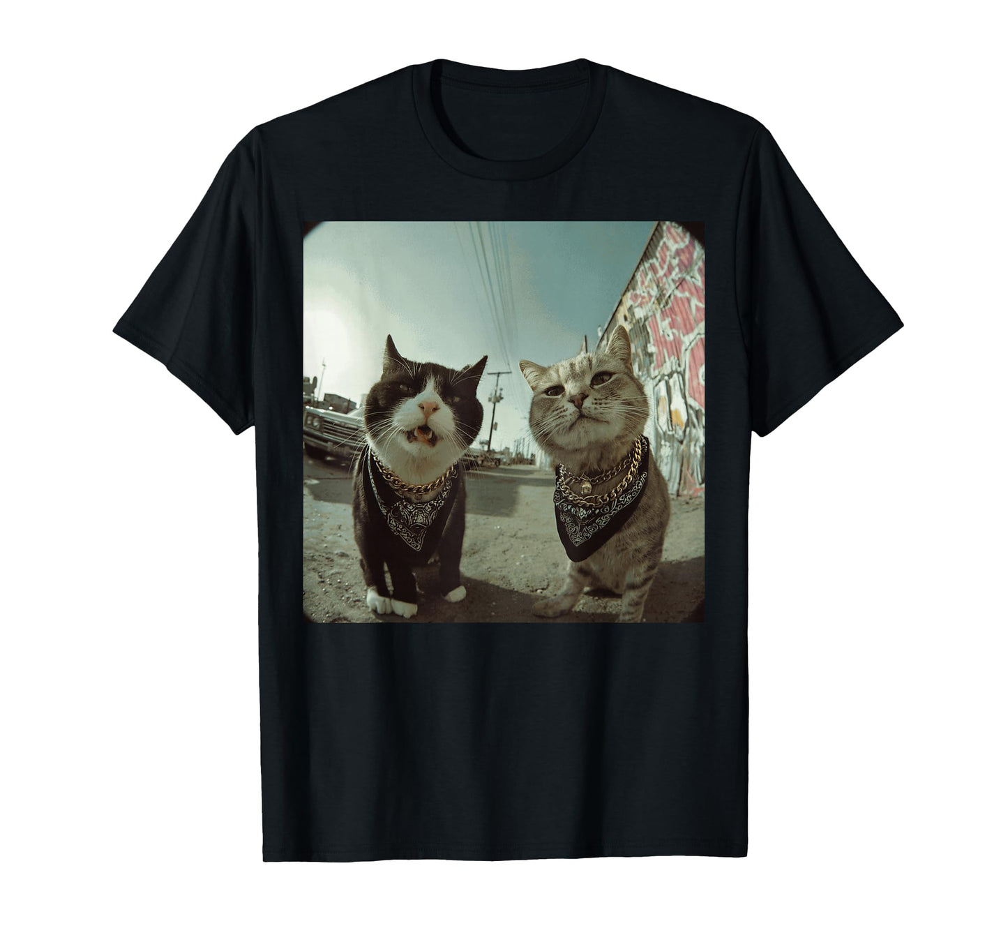 Funny Graphic Cat Gangster Funny T-Shirt