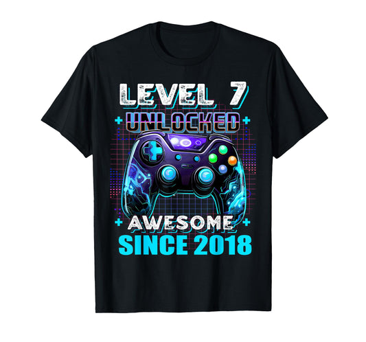 7th Birthday Boy Level 7 Gamer 7 Year Video Game Party T-Shirt