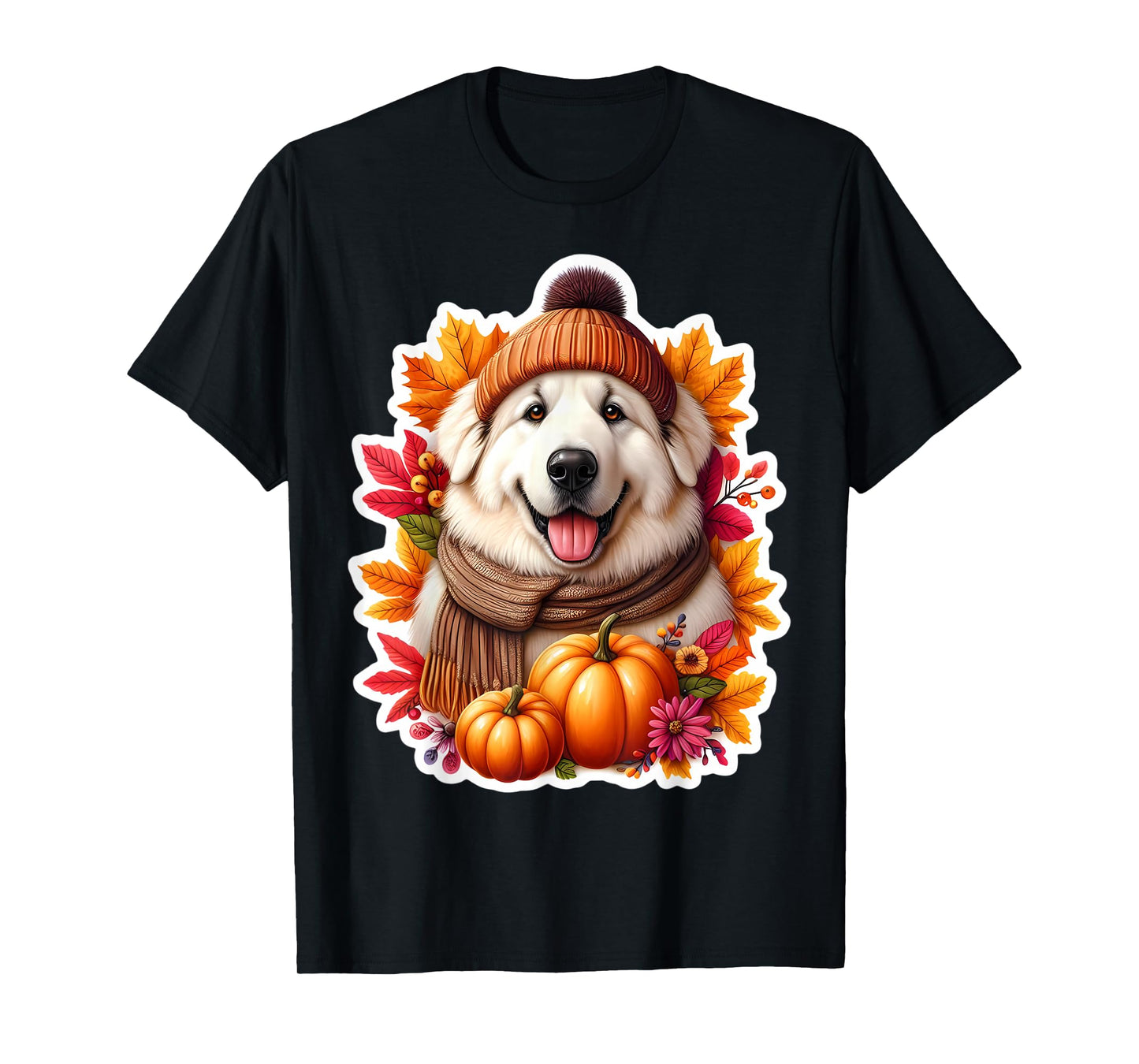 Autumn Fall Great Pyrenees Dog Owner Lover Pumpkin Vintage T-Shirt