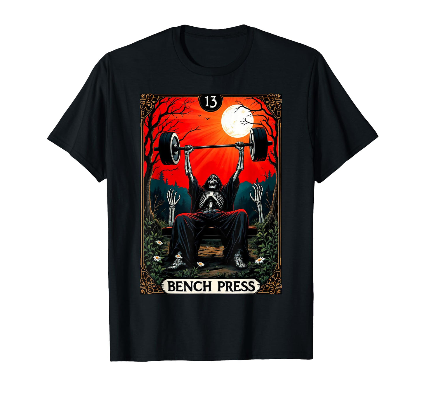 Funny Tarot Card Bench Press Gym Occult Workout Fitness T-Shirt