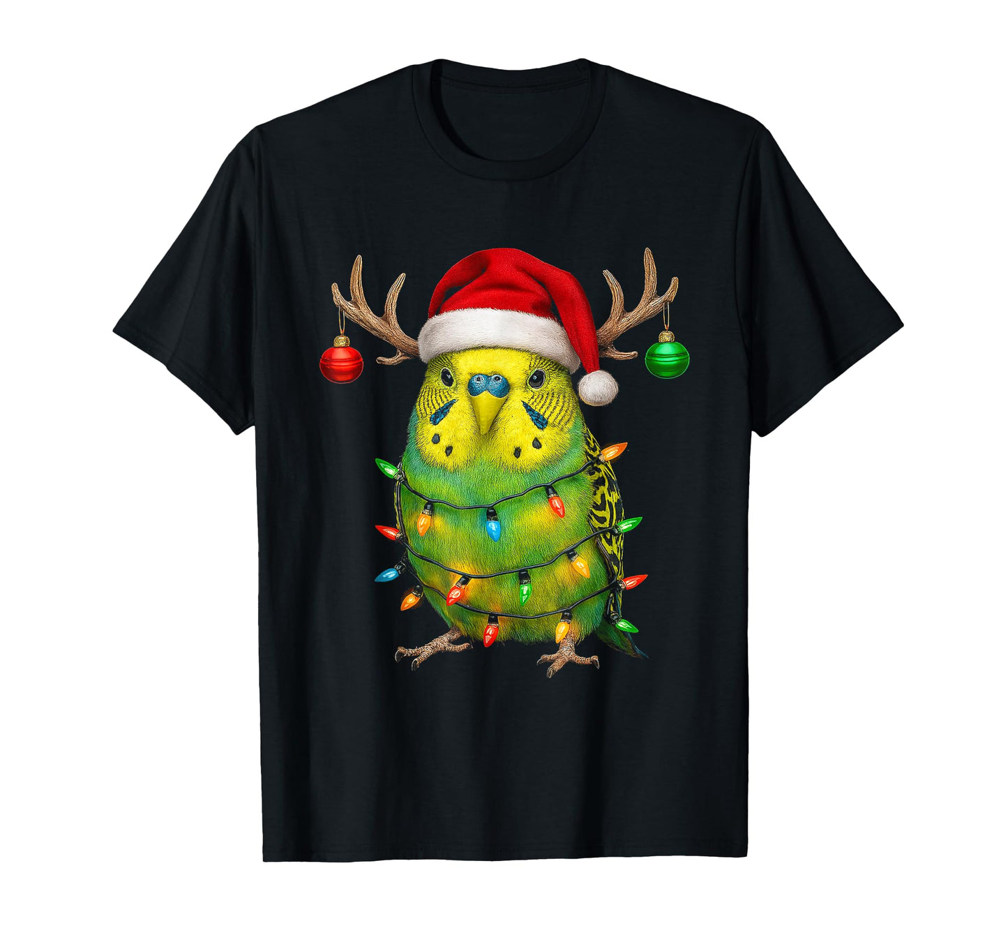 Parakeet Budgerigar Christmas Budgie Santa Hat Lover T-Shirt