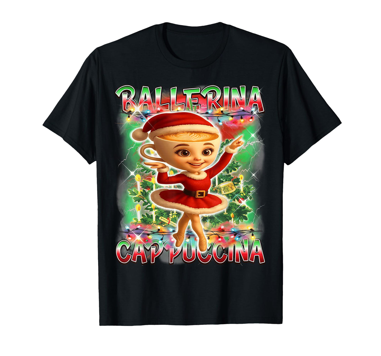 Ballerina Cappuccina Santa Claus Italian Brainrot Christmas T-Shirt