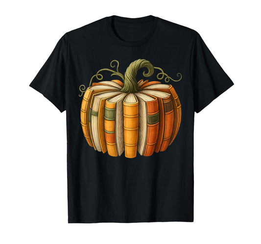 Fall Book Pumpkin Retro Reading Halloween Teacher T-Shirt