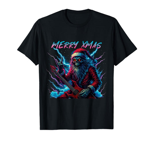 Hail Santa Pagan Happy Solstice Christmas Metal Rock Guitar T-Shirt