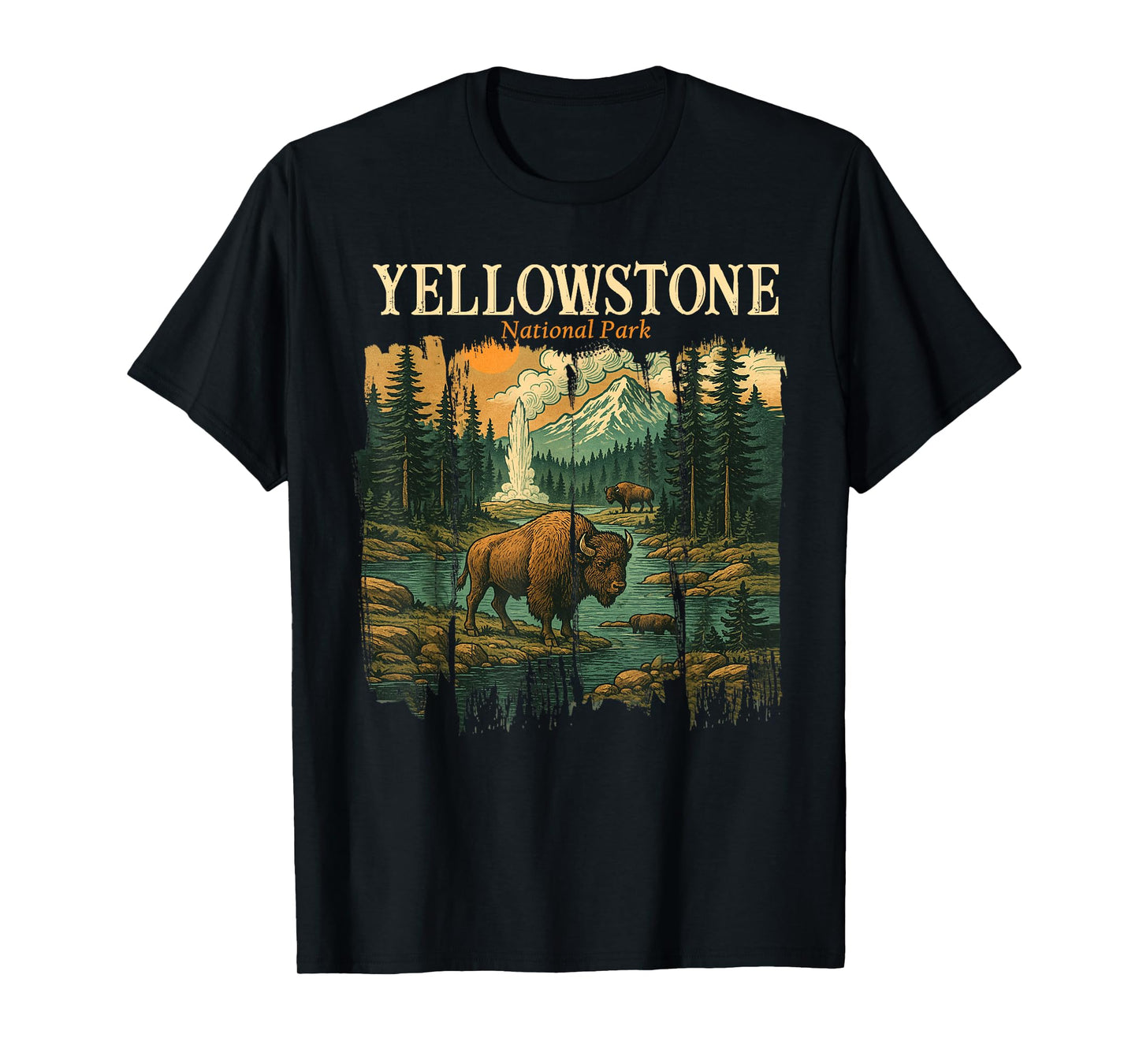 Retro Yellowstone National Park Vintage Hiking Camping T-Shirt
