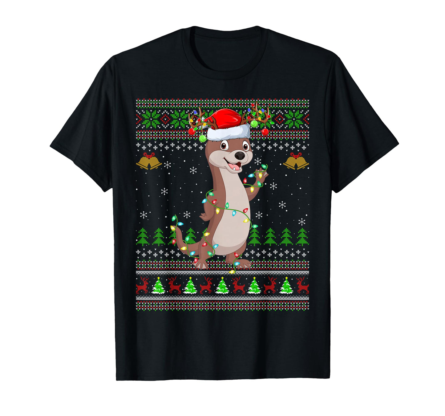 Funny Otter Ugly Christmas Sweaters Holiday Santa Cute Xmas T-Shirt