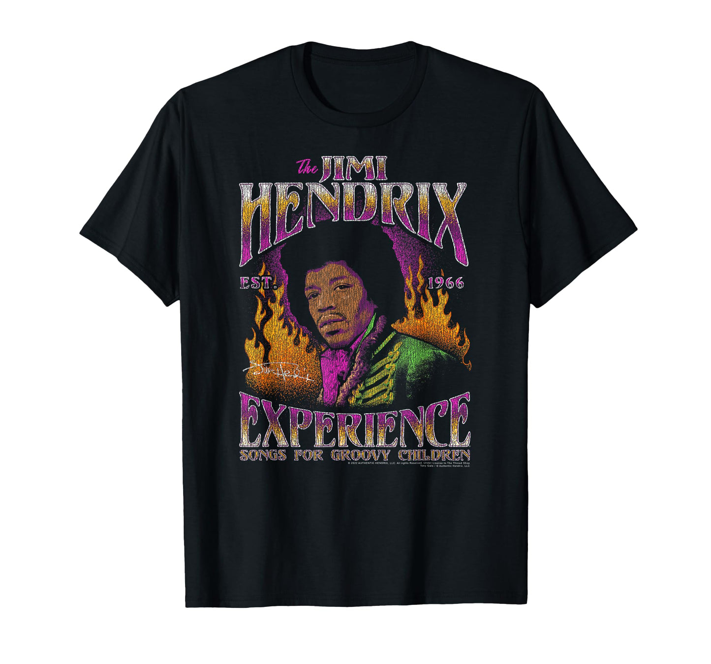 Jimi Hendrix Songs for Groovy Children Flames Vintage Band T-Shirt