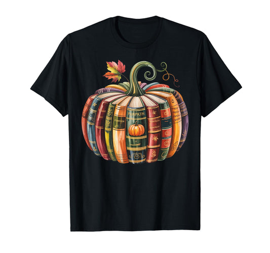 Fall Book Pumpkin Halloween Reading Book Lovers Teacher Kids T-Shirt