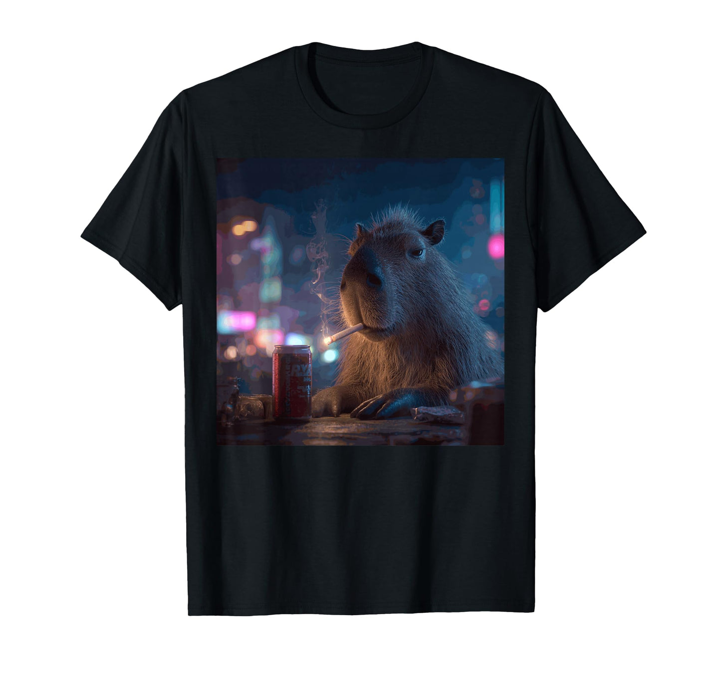 Funny Graphic Capybara Smoking Adult Funny T-Shirt