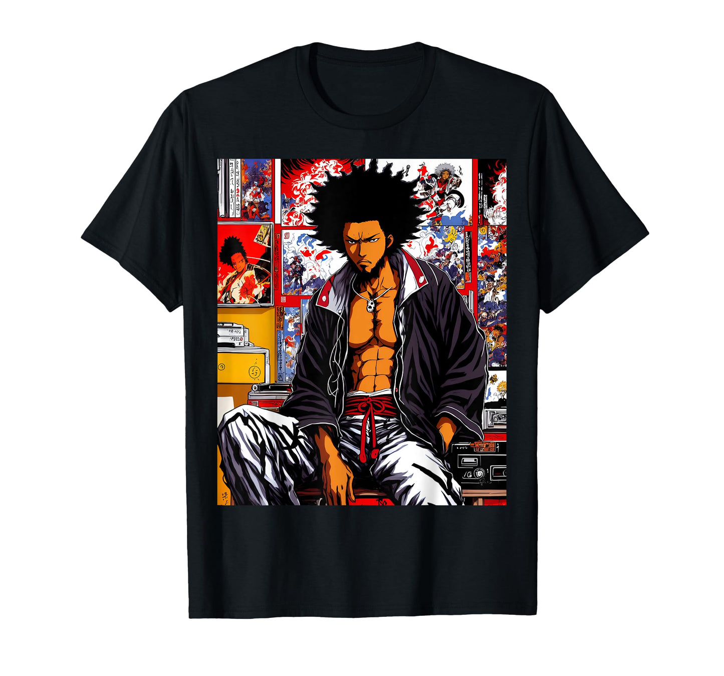African Samurai Hip-hop Afro 90s Anime Retro Chill Lofi T-Shirt