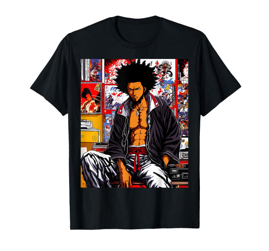 African Samurai Hip-hop Afro 90s Anime Retro Chill Lofi T-Shirt