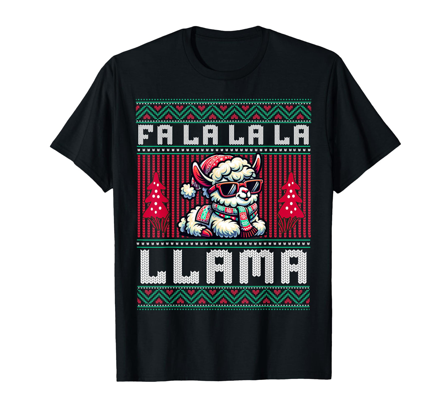 FA La La Llama Ugly Christmas Sweater Style T-Shirt