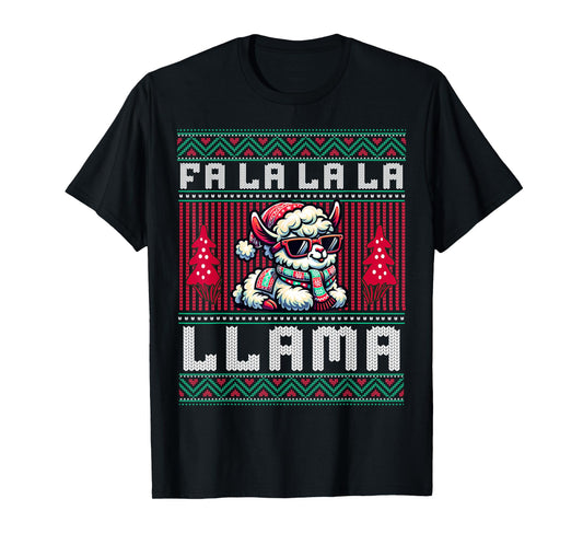 FA La La Llama Ugly Christmas Sweater Style T-Shirt
