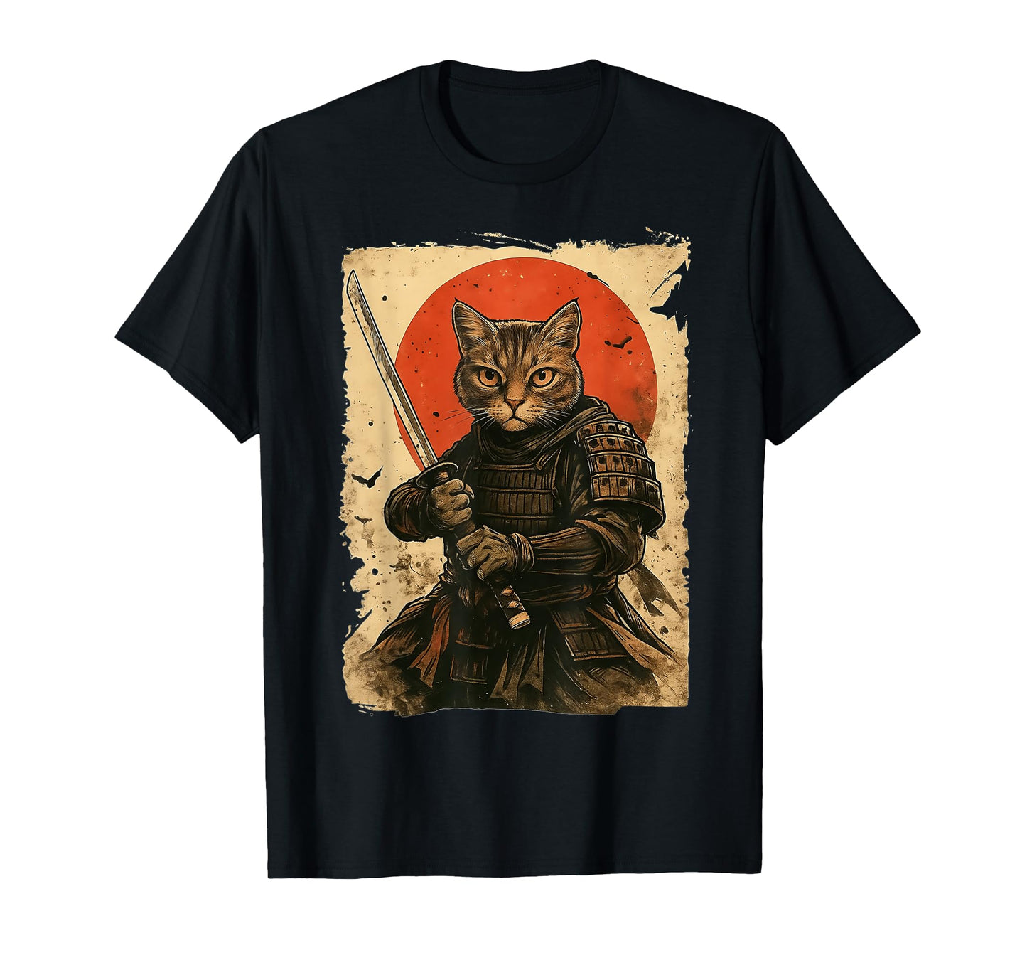 Cat Samurai Vintage Japanese Warrior T-Shirt