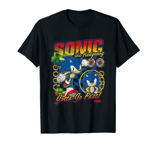 Sonic The Hedgehog Gotta Go Fast Distressed Portrait T-Shirt